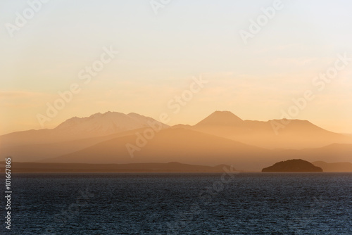 Sunset over Lake Taupo, North Island, New Zealand