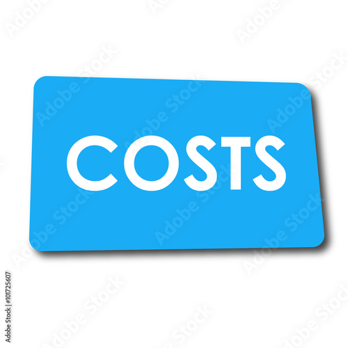 Icono plano COSTS en rectangulo azul con sombra