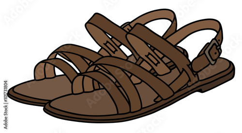 Leather sandals / Hand drawing, vector illustration
