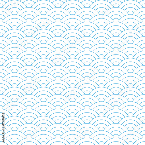Wave Blue Pattern. Japanese Texture. Wave Background in Vector