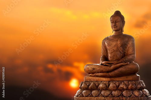 Buddha and sunset