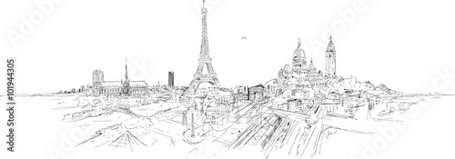 PARIS city panoramic sketch