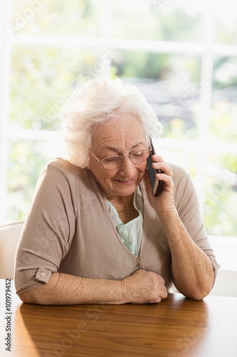 Elderly woman phone calling