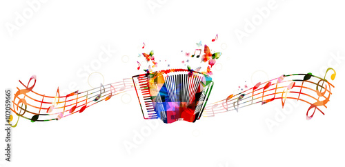 Colorful accordion design with butterflies