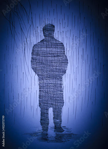 man in the rain
