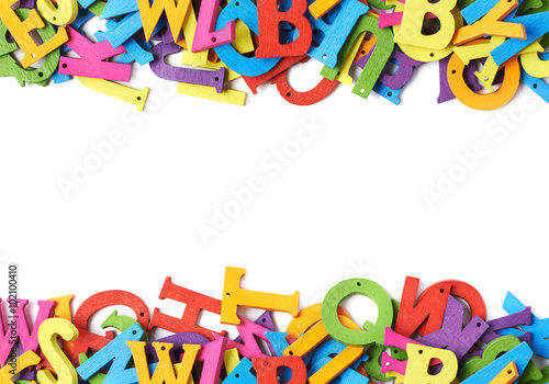 Colorful wooden letters as borders