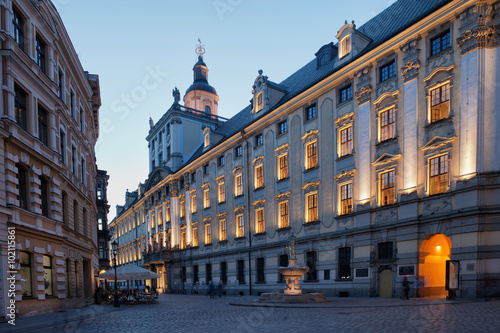 University of Wrocław in Poland at Dusk
