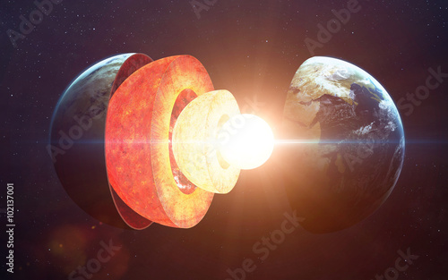 Earth core structure. Elements of this image furnished by NASA