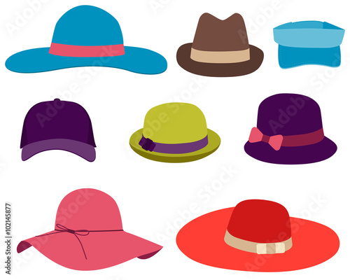 Set summer hat isolated on white background. Vector illustration