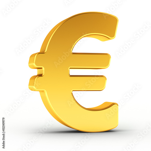 The Euro symbol as a polished golden object with clipping path