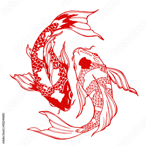 koi fish; ying yang symbol