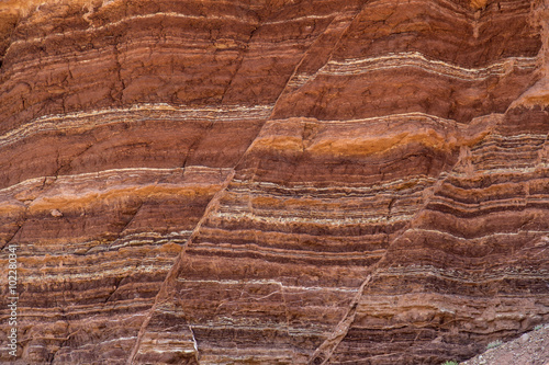 Fault lines and colorful layers in sandstone