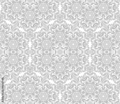 Seamless oriental wallpaper in the style of baroque. Traditional classic vector pattern. Light silver ornament
