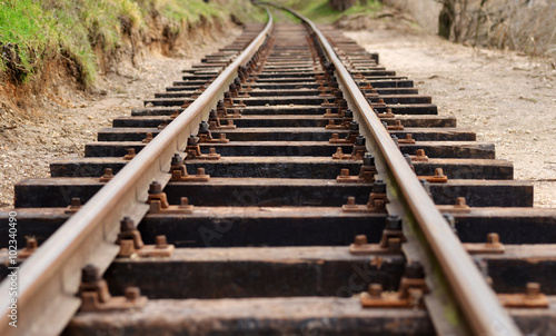 Railway track on sand, low angle view