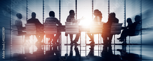 Group of Business People Meeting Back Lit Concept