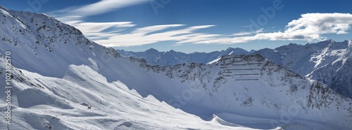 Snowy mountain range panorama