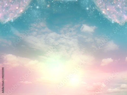 mystical background with divine light and magic stars