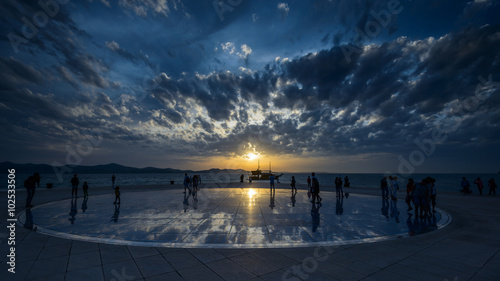  Zadar,Croatia.Greeting to the Sun, designed by architect Nikola Basic. It consists of 300 multilayer glass panels in form of a 22 m diameter circle. 