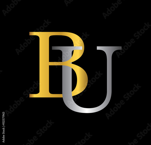 BU initial letter with gold and silver