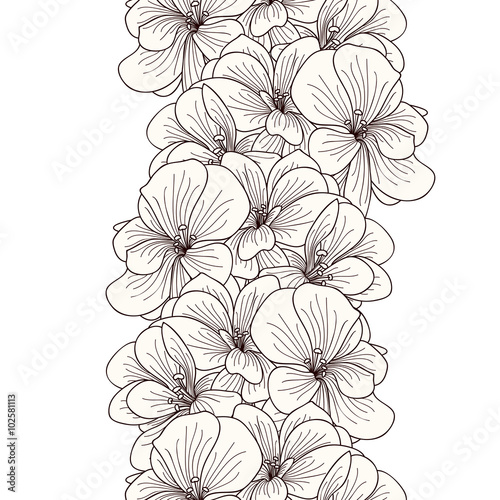 Seamless geranium flowers border