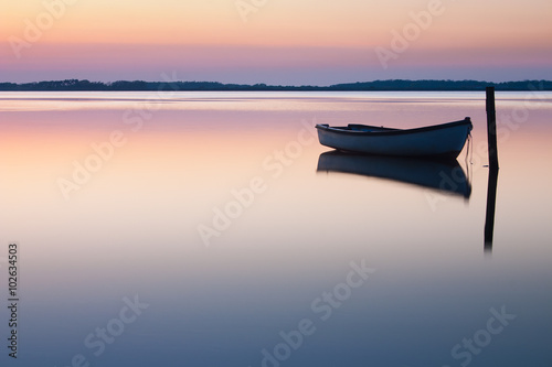 Mystical sea. Abstract natural backgrounds. Moon scene after sun