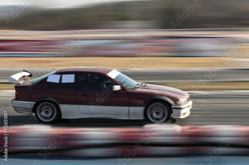 Car moving fast on the track