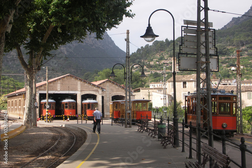 Trams in Sheds Soller Mallorca Spain