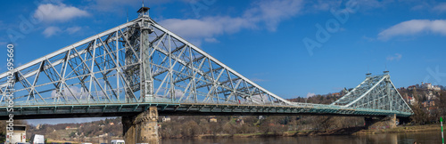 panorama picture from the "Blue Wonder" in Dresden ("Blaues Wunder"). Opened: July 15, 1893