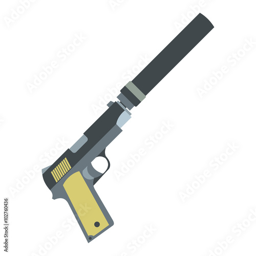 Pistol with silencer flat icon