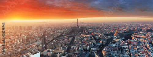 Panorama of Paris at sunset, cityscape