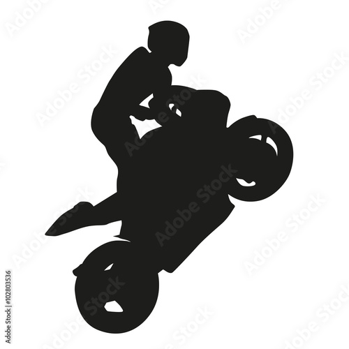 Motorcycle racing vector silhouette, wheelie