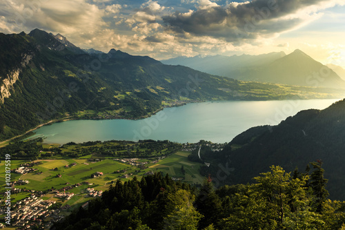 View of mountain and lake at Interlaken