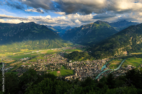 View of mountain and city at Interlaken