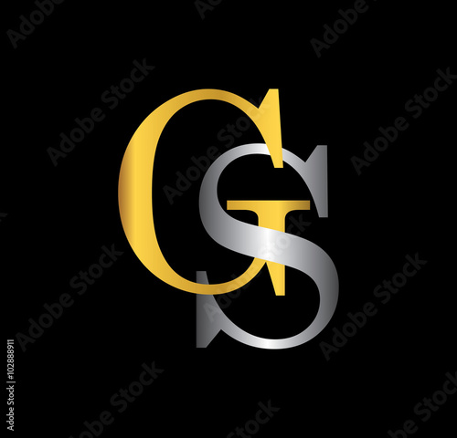 GS initial letter with gold and silver