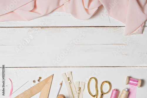 colorful Background with sewing tools