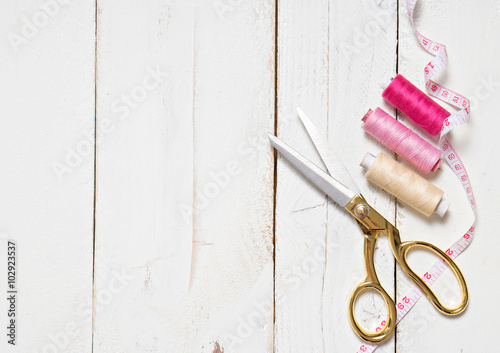 colorful Background with sewing tools