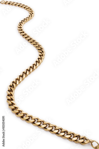 Yellow Gold Chain Necklace Isolated on a White Background