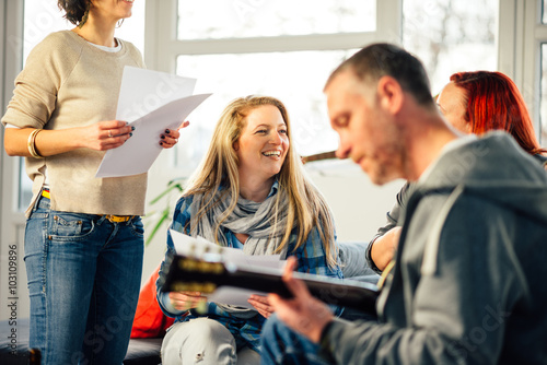 Home band learning new song together