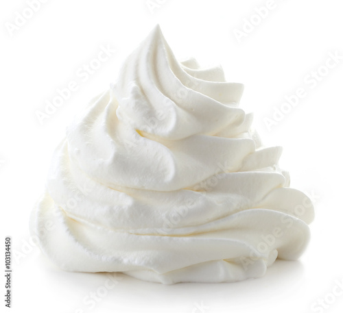 whipped cream on white background