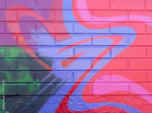 Painted Wall: Colorful Abstract Pattern in Detail of Graffiti 