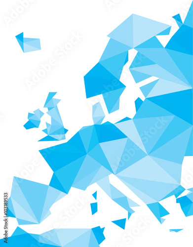 blue polygonal Europe vector map