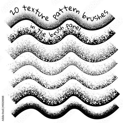 Collection of vector texture pattern brushes.