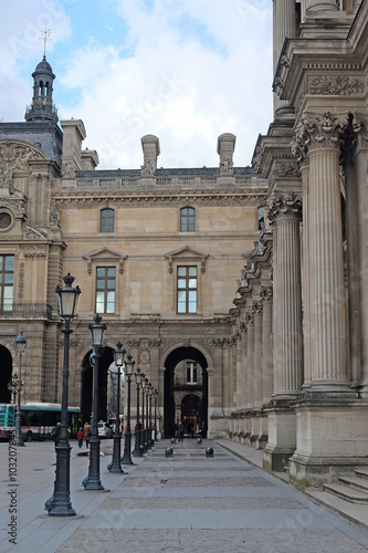 Paris, France, February 10, 2016: the square in front of an entrance to Louvre in Paris, France