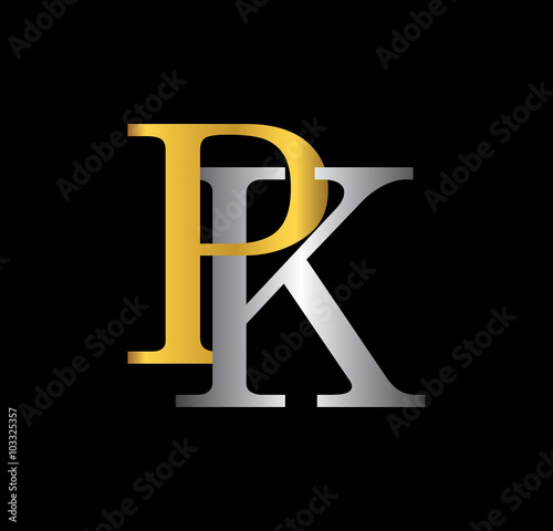 PK initial letter with gold and silver
