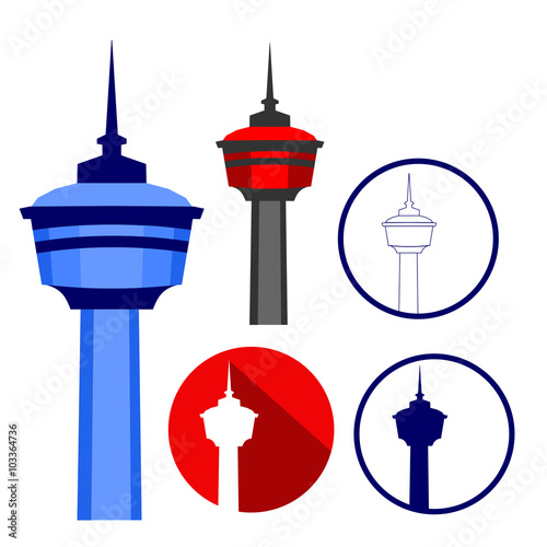 The Calgary Tower Icon on Different Illustration Styles