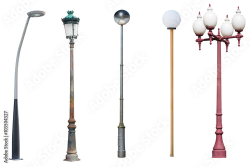 street light poles isolated on white background