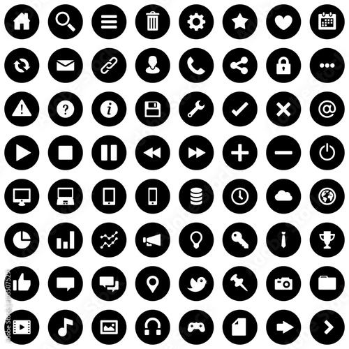 64 Flat Vector Icons for Web Business and Social