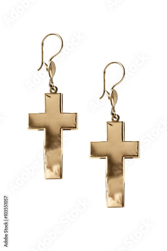 Gold cross earrings