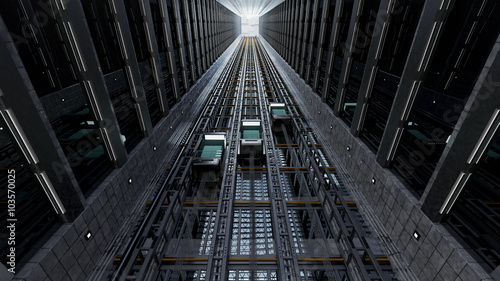 An open Elevator shaft at the business center