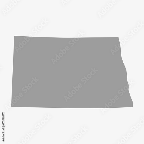 Map of North Dakota State in gray on a white background